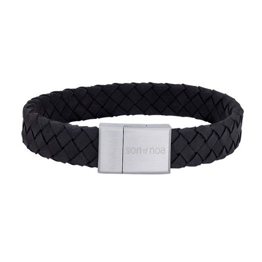 Nordahl Andersen son of noa herrearmbånd i flettet sort læder med magnetlås 19–23 cm